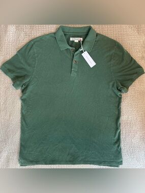 Outerknown Palms Pique Polo Green Large NWT Organic Cotton Kelly Slater ✨